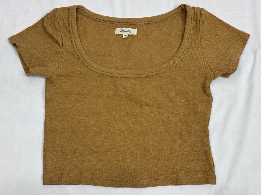 MADEWELL Sahara Sand Soft Square-Scoop Neck Westville Crop T-Shirt Top XXS